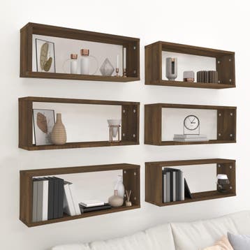 vidaXL Wandschappen kubus 6 st 60x15x23 cm bewerkt hout, Verzenden