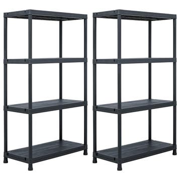 vidaXL Opbergrekken 2 st 60x30x138 cm kunststof zwart, Maison & Meubles, Armoires | Étagères, Verzenden