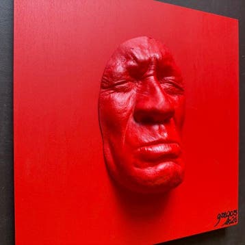 gregos - Red sadness on red background, Antiek en Kunst