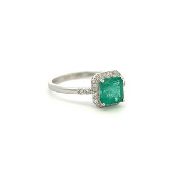 Ring - 14 karaat Witgoud - 1.32ct. tw. Smaragd - Diamant, Nieuw