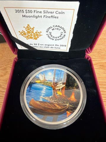 Canada. 30 Dollars 2015 Moonlight Fireflies, 2 Oz (.999) mit