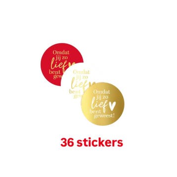 36x Sluitstickers - omdat jij lief bent geweest - 4cm - s..., Verzenden, Nieuw, Meerdere stickers