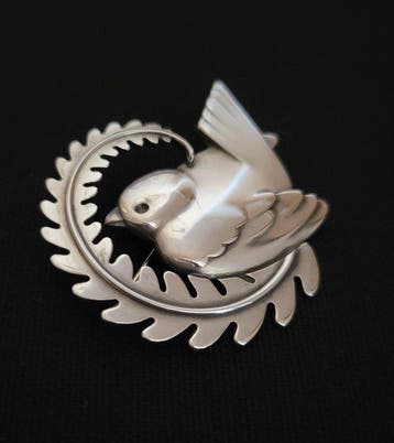 Georg Jensen - Broche Argent - Broche au motif oiseau n° 309, Bijoux, Sacs & Beauté