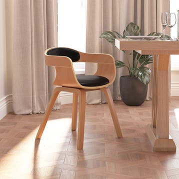 vidaXL Eetkamerstoel kunstleer en gebogen hout zwart, Verzenden, Nieuw