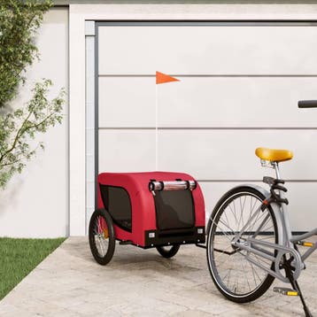 vidaXL Hondenfietstrailer oxford stof en ijzer rood en zwart, Verzenden, Nieuw