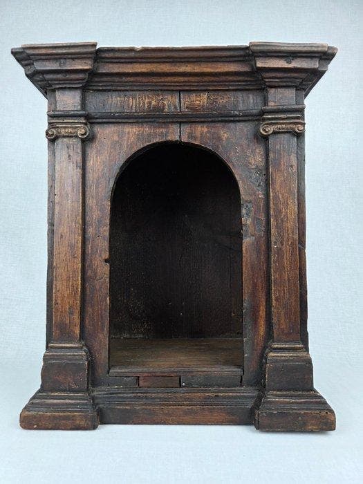 Reliekhouder - Hout - 1600-1650 - architectonisch tabernakel, Antiek en Kunst, Kunst | Niet-Westerse kunst