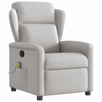 Massagestoel wolk grijs - Luxe relaxfauteuil met 6 massag..., Eenpersoons, Verzenden, 75 tot 100 cm, Zo goed als nieuw