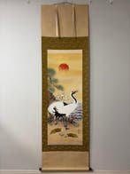 Peinture auspicious de la longévité avec des grues blanches,