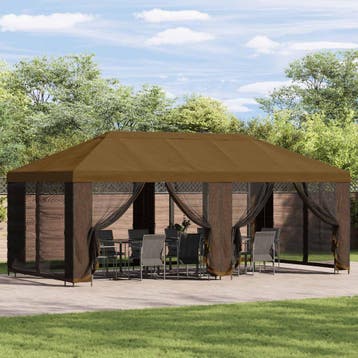 vidaXL Tuin gazebo met zijwanden 6 x 3 m Taupe Polyester en, Verzenden