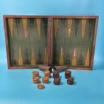 Table de jeux - Set de backgammon – aspect acajou et pions