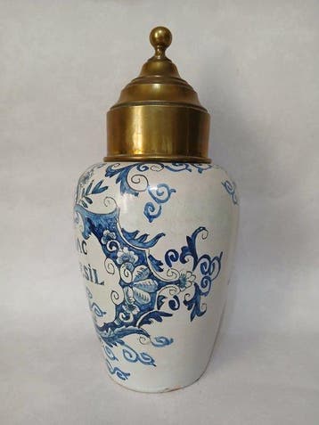 Pot à tabac - Faïence de Delft - Pot à Tabac du 18 ème, Antiquités & Art