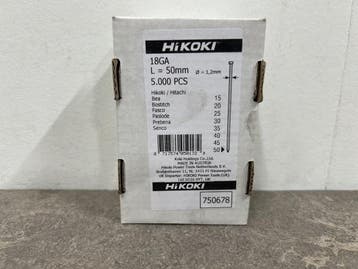 Veiling - 4x Hikoki mini-brads recht 1,2x50mm 18GA 5000-pack, Doe-het-zelf en Bouw, IJzerwaren en Bevestigingsmiddelen, Nieuw