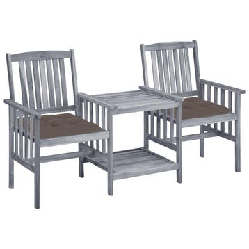 vidaXL Tuinstoelen met tafeltje en kussens massief, Verzenden, Nieuw