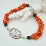 Bloedkoraal - Zilver - Armband - CORALLO MEDITERRANEO, Antiek en Kunst