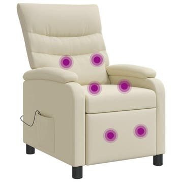 vidaXL Massage Relaxstoel Crèmekleurig Kunstleer, Verzenden, Nieuw