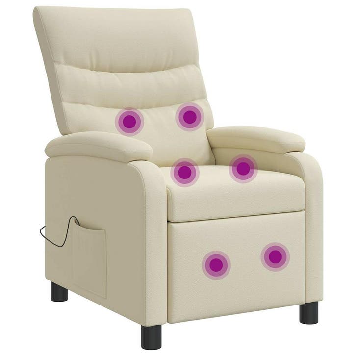 vidaXL Massage Relaxstoel Crèmekleurig Kunstleer, Huis en Inrichting, Fauteuils, Nieuw, Verzenden