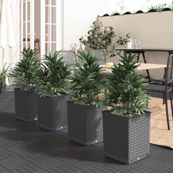 vidaXL Plantenbakken 4 st 30x30x37 cm polypropeen zwart, Verzenden