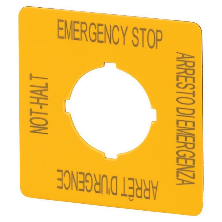 Eaton M22 Noodstoplabel Geel Vierkant 50x50mm - 121373, Bricolage & Construction, Électricité & Câbles, Envoi