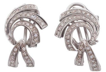 Oorbellen - 18 karaat Witgoud Diamant (Natuurlijk), Nieuw