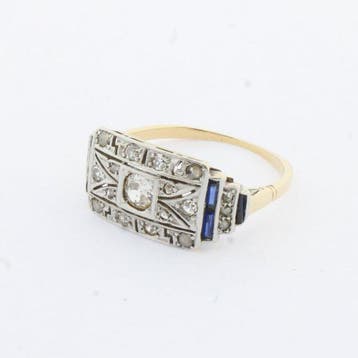 Zonder minimumprijs - Ring - 18 karaat Geel goud, Witgoud -, Handtassen en Accessoires, Ringen, Nieuw