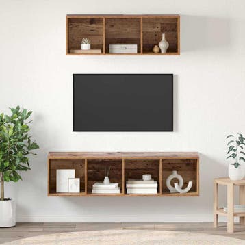 vidaXL Tv-meubelset 2 st Oud Hout Bewerkt hout, Verzenden
