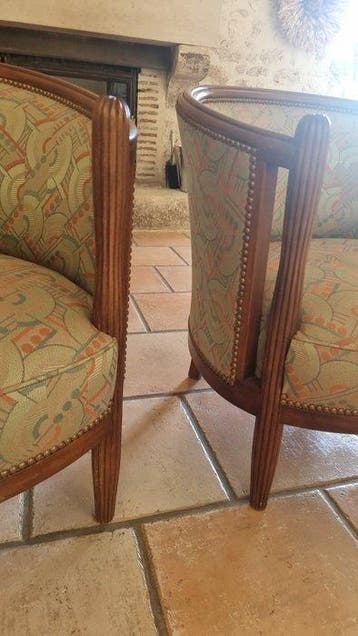 Fauteuil (2) - hard hout - 2 fauteuils van geïnt beukenhout