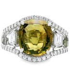 Ring Platina - 4.69ct. tw. Alexandriet - Diamant - Geel