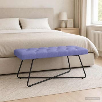 vidaXL Bank met knopen tufting Jeans Blauw 110 x 40 x 46 cm, Verzenden