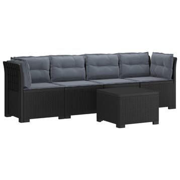 vidaXL 4-Zits Tuin Sofa met Kussens Rieten Look PP Antraciet, Verzenden
