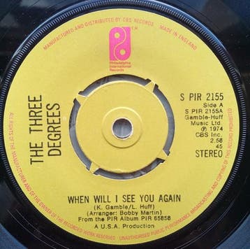 The Three Degrees - When Will I See You Again, Verzenden