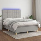 vidaXL Boxspring met matras en LED stof lichtgrijs 140x200, Verzenden, Nieuw