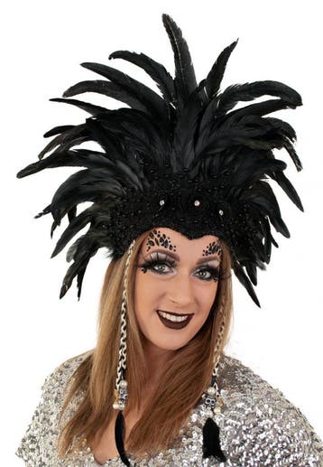 KIMU® Grote Verentooi Zwart Burlesque Hoofdtooi Carnaval Rio, Kleding | Dames, Ophalen of Verzenden, Nieuw