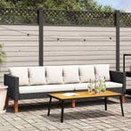 vidaXL Tuinbank 3-zits met kussens poly rattan zwart, Tuin en Terras, Verzenden, Nieuw