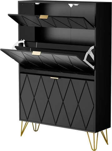 Schoenenkast - Schoenenrek - 80x24x120 cm - Zwart - UEV, Verzenden, Nieuw