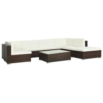 vidaXL 8-delige Loungeset met kussens poly rattan bruin, Verzenden, Nieuw, Loungeset