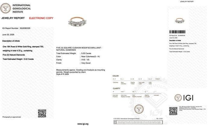 Bague - 18 carats Or rose, Or blanc - 5.02ct. tw. Diamant, Handtassen en Accessoires, Ringen