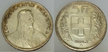 Suisse Schweiz Km 37 5 Francs 1923 B Shepherds Head, Verzenden, België