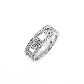GUCCI witgouden ring met diamanten 0,36 ct., Handtassen en Accessoires, Ringen, Gebruikt, 19 tot 20, Ophalen of Verzenden, Met edelsteen