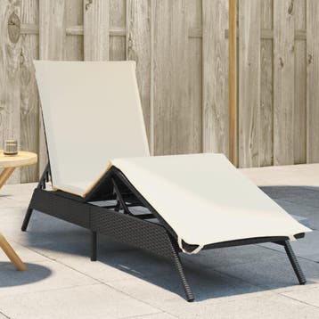 vidaXL Ligbed met kussen poly rattan zwart, Verzenden