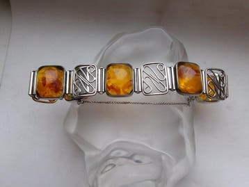 Argent, Amber - Bracelet - Art déco FISCHLAND