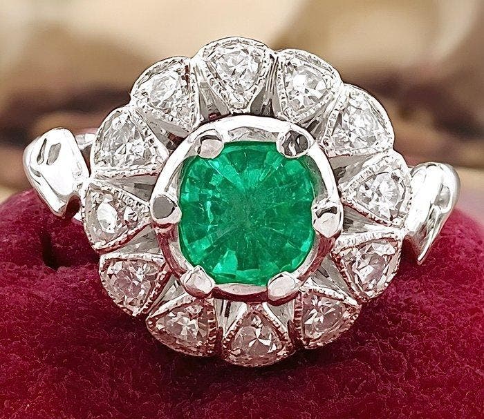 Ring Platina Smaragd - Diamant, Bijoux, Sacs & Beauté, Bagues