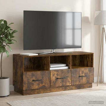 vidaXL TV Kast met lade Gerookt eiken 102 x 34,5 x 47 cm, Verzenden, Nieuw