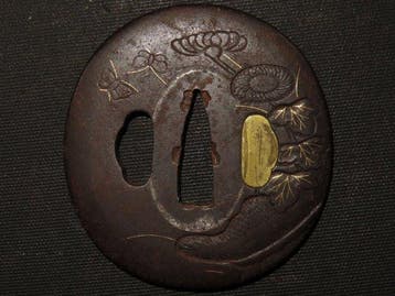 Katana - Fer (fonte/fer forgé) - Flower & Butterfly Tsuba :