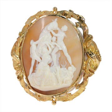Broche - 18 karaat Geel goud - Cameo, Victoriaanse 1850, Handtassen en Accessoires