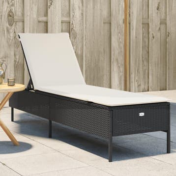 vidaXL Ligbed met kussen poly rattan zwart, Verzenden, Nieuw