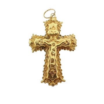 Antiek gouden hanger van een kruis (Hanger of bedel), Ophalen of Verzenden