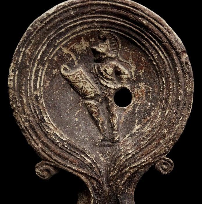 Oud-Romeins Terracotta - Olie lamp in sigillée aardewerk -, Collections, Minéraux & Fossiles