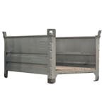 Stalen bak open korte zijden 125x85x68 cm grijs gebruikt, Ophalen of Verzenden