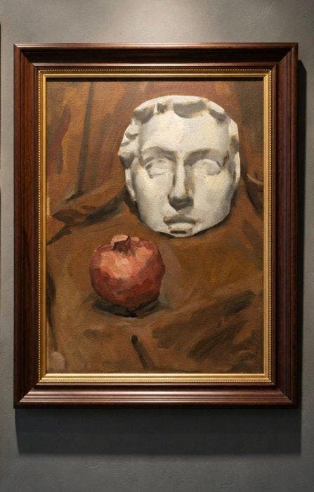 Ardic Agus (XXI) - Still Life with pomegranate and greek, Antiek en Kunst, Kunst | Schilderijen | Klassiek
