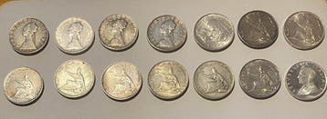 Italië, Republiek 500 Lire argento (14 monete)